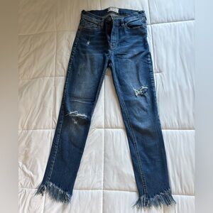 Free People Distressed Skinny Jeans in Blue